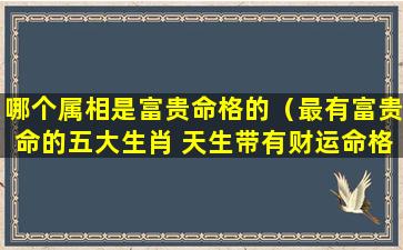 哪个属相是富贵命格的（最有富贵命的五大生肖 天生带有财运命格）